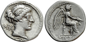 M. CATO. Denarius (89 BC). Rome