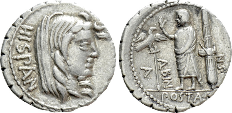 A. POSTUMIUS A.F. SP.N. ALBINUS. Serrate Denarius (81 BC). Rome. 

Obv: HISPAN...