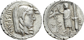 A. POSTUMIUS A.F. SP.N. ALBINUS. Serrate Denarius (81 BC). Rome