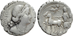 CN. EGNATIUS CN. F. CN. N. MAXSUMUS. Serrate Denarius (76 BC). Rome