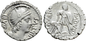 MN. AQUILIUS MN.F. MN.N. Serrate Denarius (65 BC). Rome