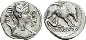 C. HOSIDIUS C.F. GETA. Denarius (64 BC). Rome