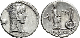 L. ROSCIUS FABATUS. Serrate Denarius (59 BC). Rome
