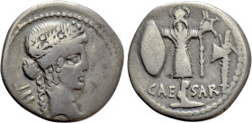JULIUS CAESAR. Denarius (48 BC). Military mint traveling with Caesar