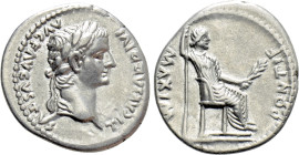 TIBERIUS (14-37). Denarius. "Tribute Penny" type. Lugdunum