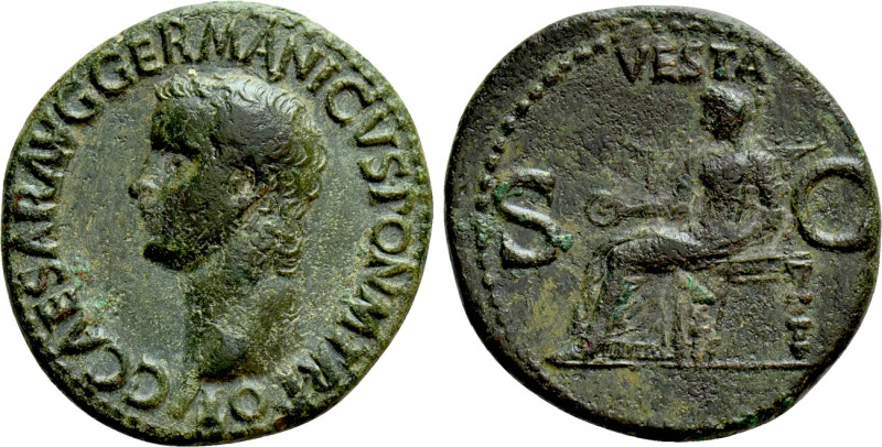 CALIGULA (37-41). As. Rome. 

Obv: C CAESAR AVG GERMANICVS PON M TR POT. 
Bar...
