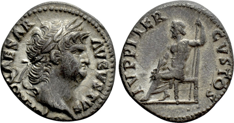 NERO (54-68). Denarius. Rome. 

Obv: NERO CAESAR AVGVSTVS . 
Laureate head ri...