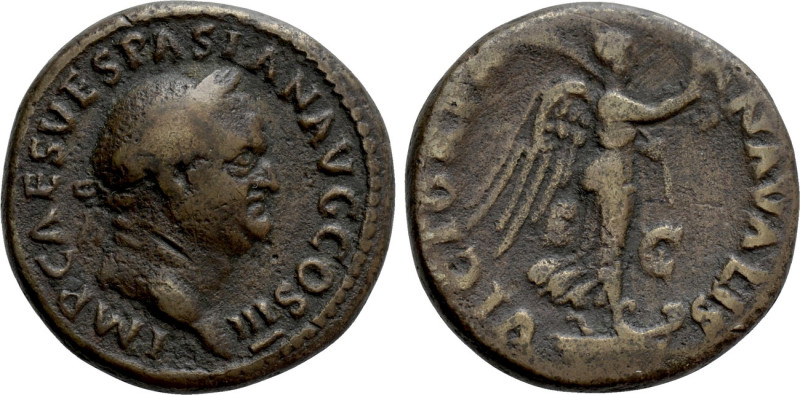 VESPASIAN (69-79). As. Rome. 

Obv: IMP CAES VESPASIAN AVG COS III. 
Laureate...