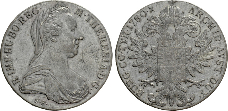 HOLY ROMAN EMPIRE. Maria Theresia (1740-1780). Taler (1780-SF). 

Obv: M THERE...