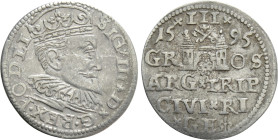 POLAND. Sigismund III Vasa (1587-1632). 3 Gröscher - Trojak (1595). Riga