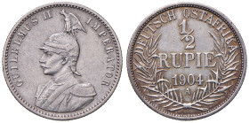 AFRICA ORIENTALE TEDESCA. Guglielmo II (1888-1918). 1/2 Rupia 1904 A. AG (g 5,80). KM 9. 
BB+