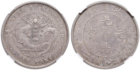 CINA. Pei Yang. Dollar Year 34 (1908) CHIHLI L&M-465. AG. KM Y73.2. In slab NGC 5788538-011 AU 58.
SPL
