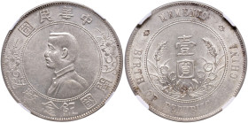 CINA. Repubblica (1912-1949). Dollaro (Yuan) 1927 L&M-49 Memento. 6 POINTED STARS. AG. KM 318. In slab NGC 5788539-016 MS 61.
SPL+/qFDC