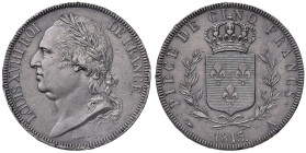 FRANCIA. Luigi XVIII (1814-1824). PROVA (Essai) in stagno o metallo bianco del 5 franchi 1815 A (Parigi) Droz. MB (g 26,30 - 37 mm).
SPL+/qFDC