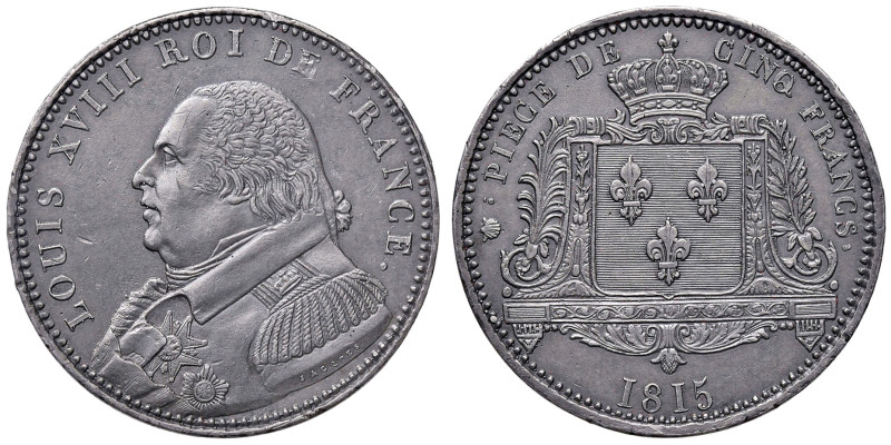 FRANCIA. Luigi XVIII (1814-1824). PROVA (Essai) in stagno o metallo bianco del 5...