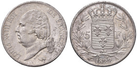 FRANCIA. Luigi XVIII (1814-1824). 5 Franchi 1822 A (Parigi). AG (g 24,74). Gad.614.
SPL/qFDC