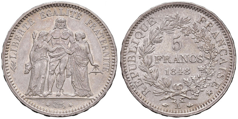 FRANCIA. II Repubblica. 5 Franchi 1848 A (Parigi). AG (g 24,86). Gad.683.
SPL+