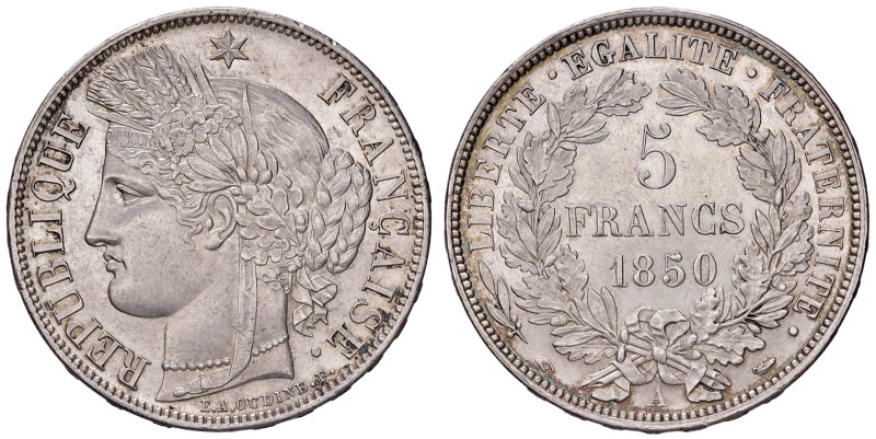 FRANCIA. II Repubblica. 5 Franchi 1850 A (Parigi). AG (g 24,98). Gad.719.
SPL+/...