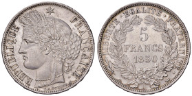 FRANCIA. II Repubblica. 5 Franchi 1850 A (Parigi). AG (g 24,98). Gad.719.
SPL+/qFDC