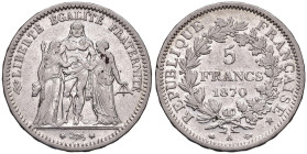 FRANCIA. III Repubblica (1871-1940). 5 Franchi 1870 A (Parigi) Hercule. AG (g 24,73). Gad. 745.
qBB/BB