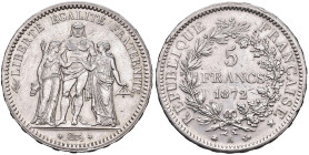 FRANCIA. III Repubblica (1871-1940). 5 Franchi 1872 A (Parigi) Hercule. AG (g 25,00). Gad. 745.
SPL