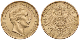 GERMANIA. Prussia. Guglielmo I (1888-1918). 20 Marchi 1909. AU (g 7,98). KM 521.
SPL