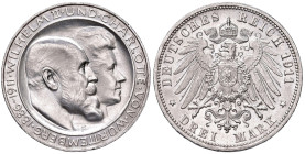 GERMANIA. Wurtemberg. Guglielmo II (1891-1918). 3 Marchi 1911 F. AG (g 16,64). KM 636.
FDC