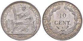 INDOCINA FRANCESE. III Repubblica (1870-1940). 10 Cents 1898. AG. KM 19.9. Conservazione eccezionale.
FDC