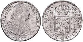 MESSICO. Carlo IV (1788-1808). 8 Reales 1803 FT. AG (g 26,91). Cal. 699.
SPL/SPL+