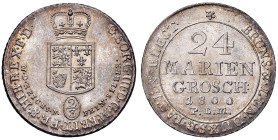 PAESI BASSI. Giorgio III (1760-1820). 24 Marien Grosch 1800 (2/3 di tallero). AG (g 13,02 ). KM 341. Fondi speculari.
qFDC