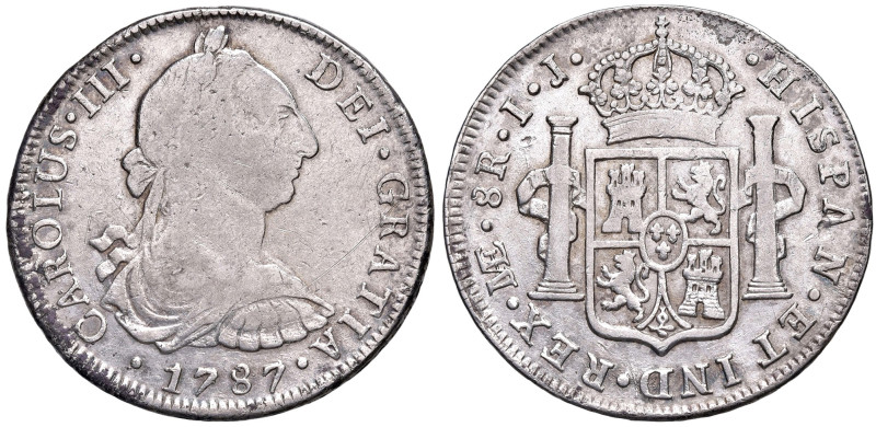 PERU'. Carlo III (1759-1788). 8 Reales 1787 IJ. Lima. AG (g 26,70). Cal. 872.
M...