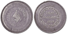 SPAGNA (Isole Baleari). Ferdinando VII (1813-1833). 5 Pesetas 1823. AG (g 26,94 - 39 mm). KM CL9.2. Ottima conservazione per la tipologia. Lieve fratt...