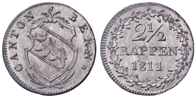 SVIZZERA. Berna. 2-1/2 Rappen 1811.AG (g 1,01). KM 173. 
FDC