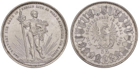 SVIZZERA. 5 Franchi 1879 Tiro Federale di Basilea. AG (g 25,00). KM X#S14.
SPL+