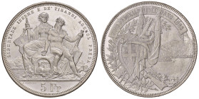 SVIZZERA. 5 Franchi 1883 Tiro Federale di Lugano. AG (g 24,94). KM X#S16. Bel metallo lucente.
FDC