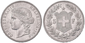 SVIZZERA. Confederazione. 5 Franchi 1889. AG (g 24,90). KM 34.
BB+/qSPL