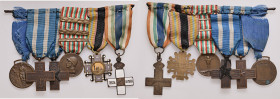 REGNO D'ITALIA. Vittorio Emanuele III (1900-1943). Medagliere con Croce Terza Armata, Croce Oriente Balcanico (marcata L. Fassino), Medaglia nel bronz...