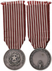 REPUBBLICA (dal 1946). Medaglia al Merito di Lungo Comando Polizia di Stato in Argento. AG (g 24,75 - 36 mm). Marcata Z e Ag 800. Con nastrino origina...
