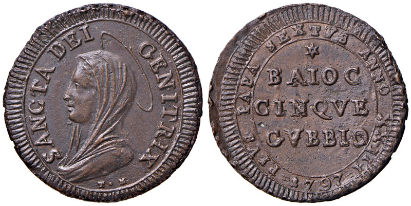 GUBBIO. Pio VI (1775-1799). Madonnina 1797 An. XXIII. CU (g 17,06). Munt. 351. R...