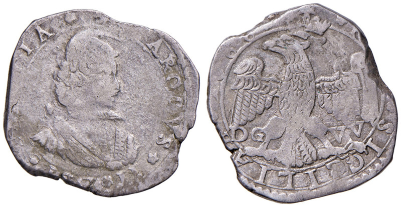 MESSINA. Carlo II (1665-1700). 4 Tarì 1666 sigla DG V. AG (g 10,47). MIR 364/2. ...