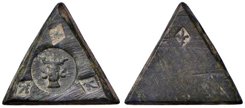 NAPOLI. Epoca angioina. Peso monetale con busto coronato di fronte entro cerchio...