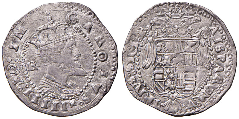 NAPOLI. Carlo V (1516-1556). Tarì. Sigla R al D/ dello zecchiere Ludovico Ram (1...