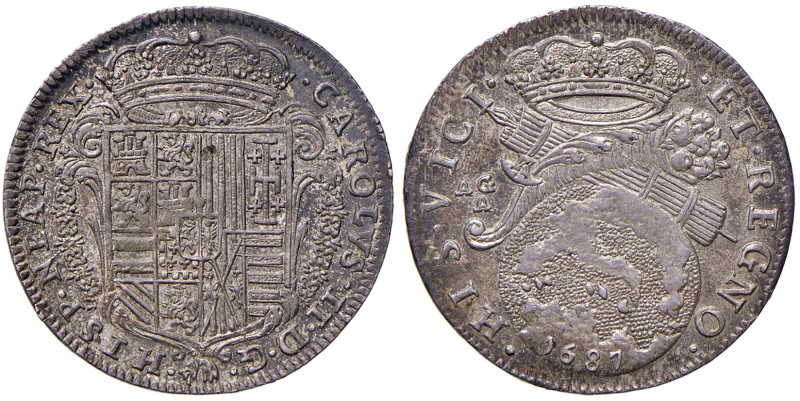 NAPOLI. Carlo II di Spagna (1674-1700). 20 Grana 1687. AG (g 5,67). MIR 298/6; M...