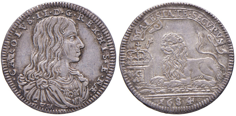 NAPOLI. Carlo II di Spagna (1674-1700). 10 Grana 1684. AG (g 2,84). MIR 301/2; M...