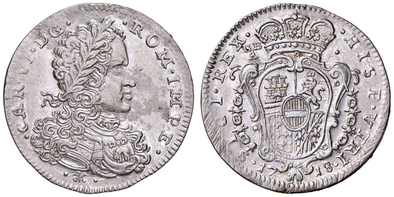 NAPOLI. Carlo VI d'Asburgo (1711-1734). Tarì 1718. AG (g 4,38). Magliocca 92. RR...