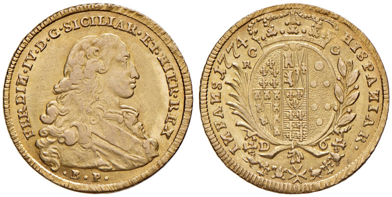 NAPOLI. Ferdinando IV di Borbone (1759-1816). 6 Ducati 1774. AU (g 8,82). Gig. 2...