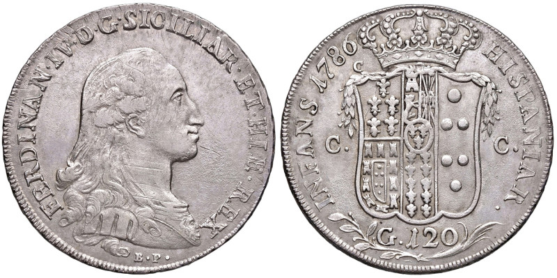 NAPOLI. Ferdinando IV di Borbone (1759-1816). 120 Grana 1786 sigle B P. AG (g 27...