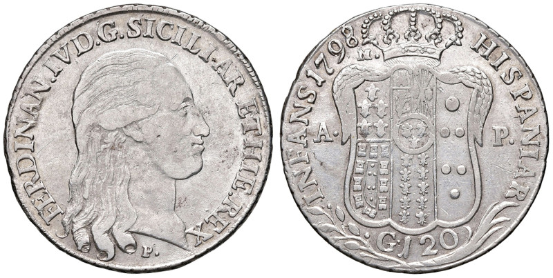 NAPOLI. Ferdinando IV di Borbone (1759-1816). 120 Grana 1798 con al R/ Rigatura ...