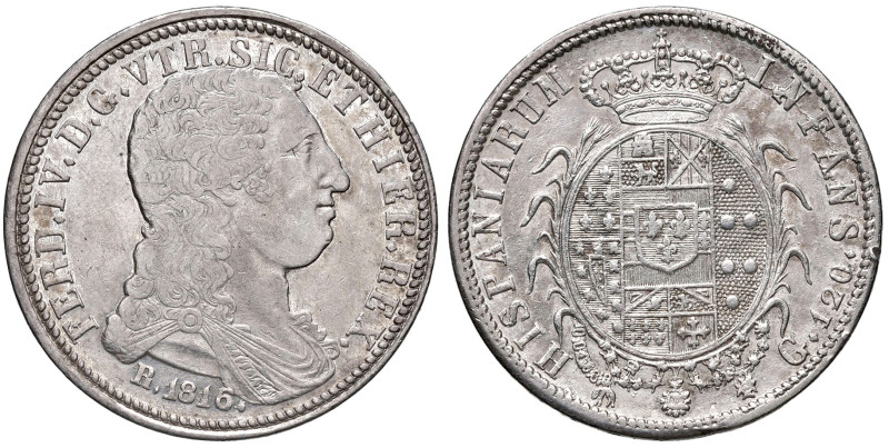 NAPOLI. Ferdinando IV di Borbone (1759-1816). 120 Grana 1816. Reimpressa. AG (g ...