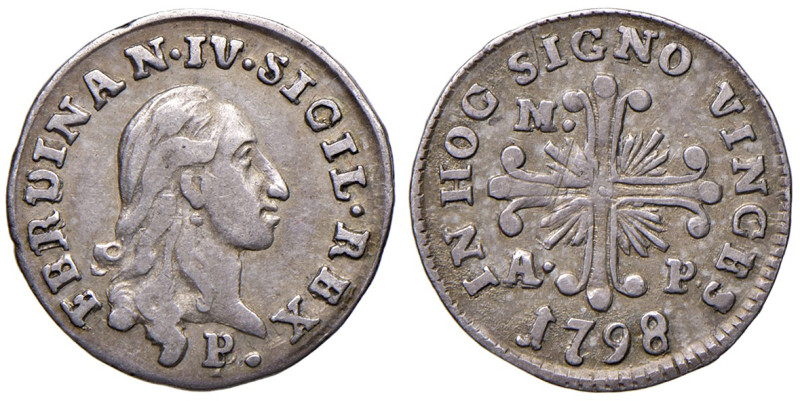 NAPOLI. Ferdinando IV di Borbone (1759-1816). Carlino da 10 Grana 1798. AG (g 2,...